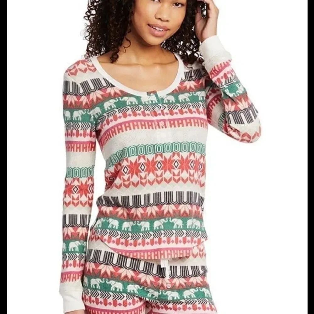 Ivory Ella Fairisle Henley Long Sleeve small